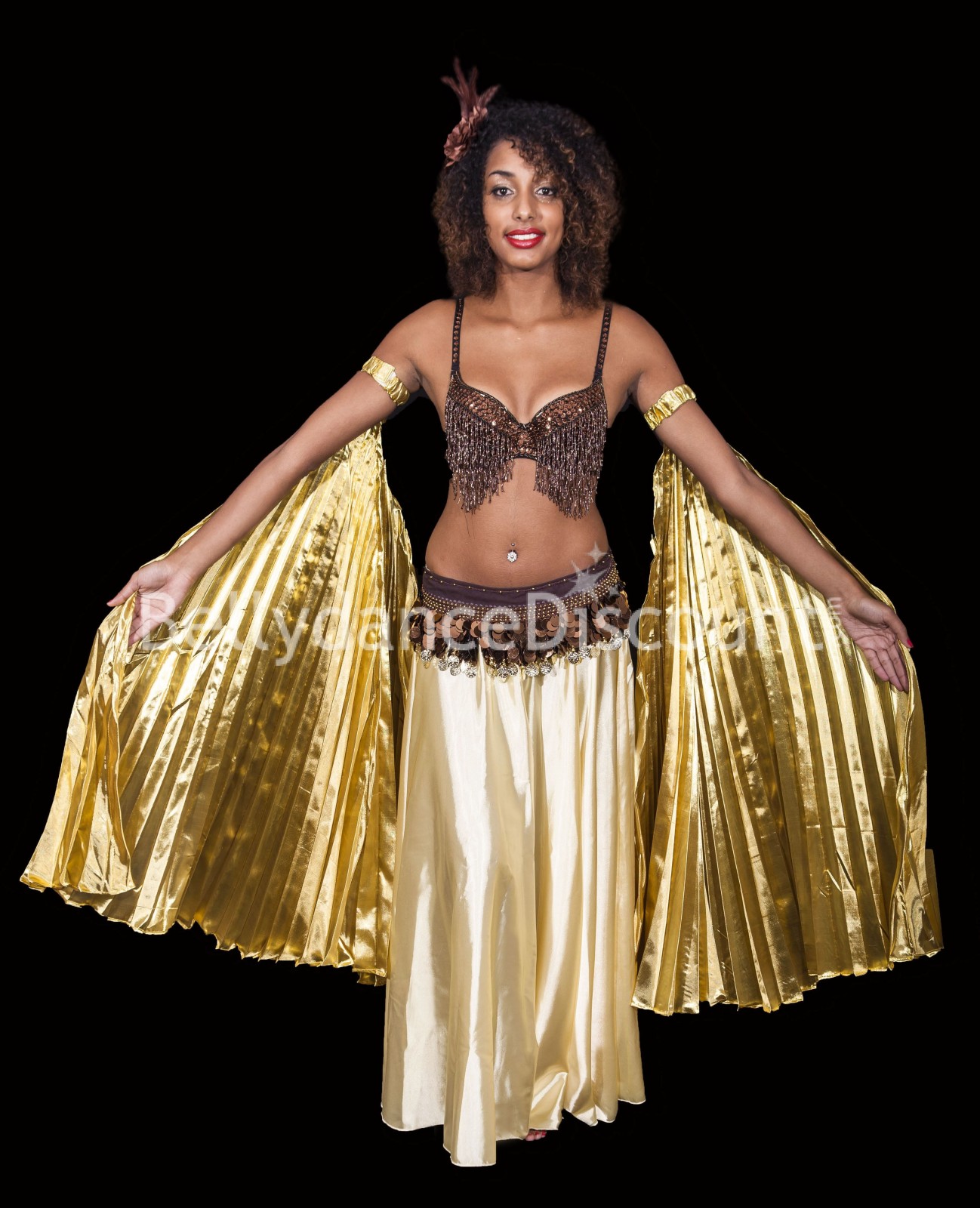 Gold belly dance Isis wings sleeves