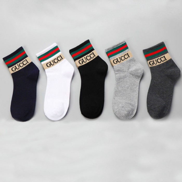 Gucci ソックス メンズブランド快適ソックス5点セットパロディグッチ