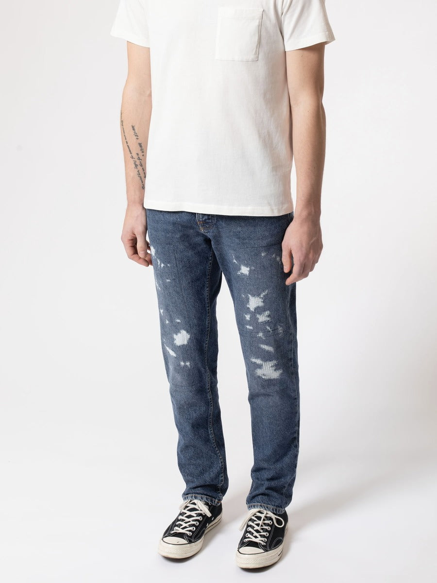 Nudie Jeans】Steady Eddie II Stitched Blue – Blue Beach Denim