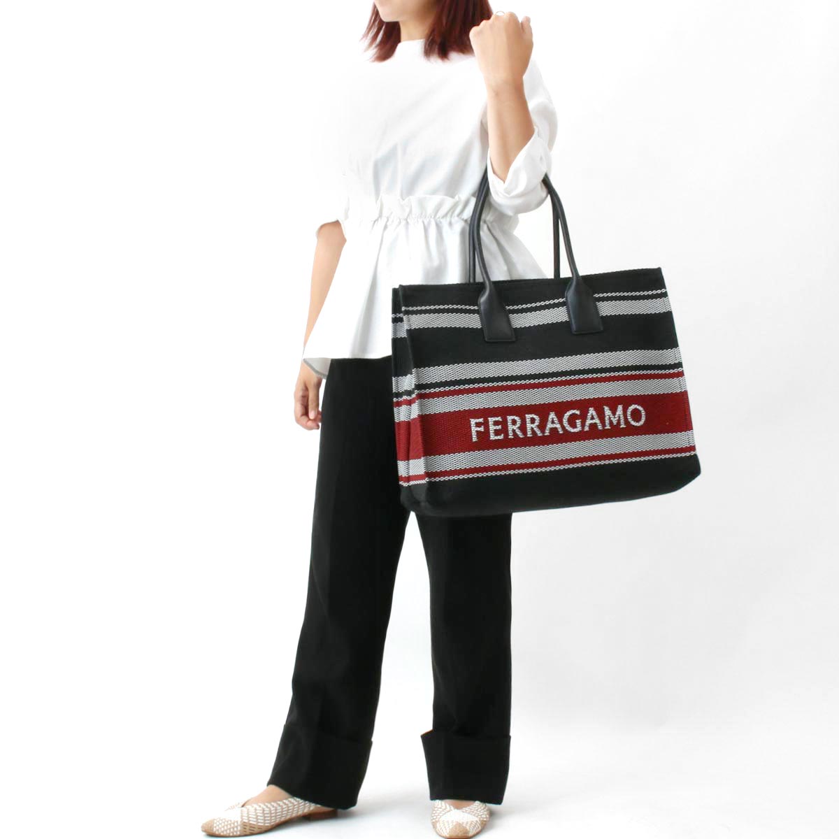 フェラガモ トートバッグ バッグ レディース ブラック&オプティック