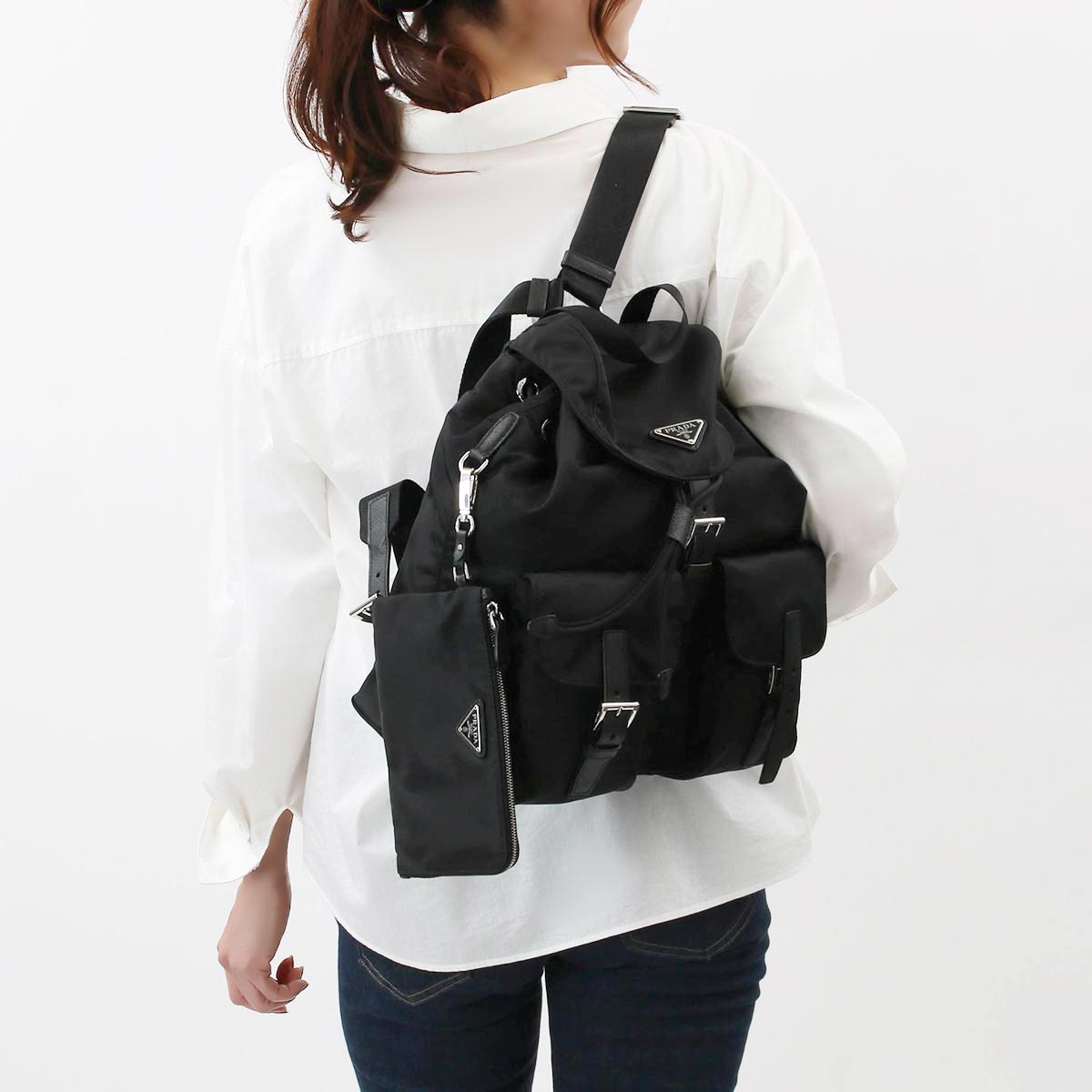 良品！✨】PRADA プラダ リュックサック バックパック 巾着 黒 【公式