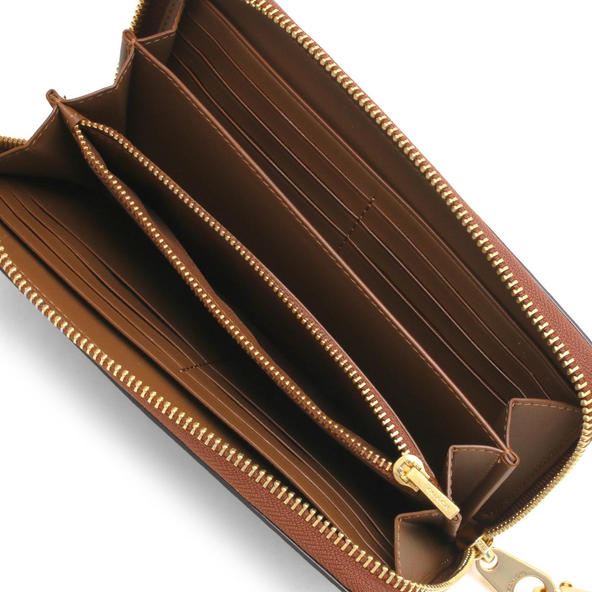 コーチ 長財布 財布 レディース シグネチャー カーキベージュ&サドル