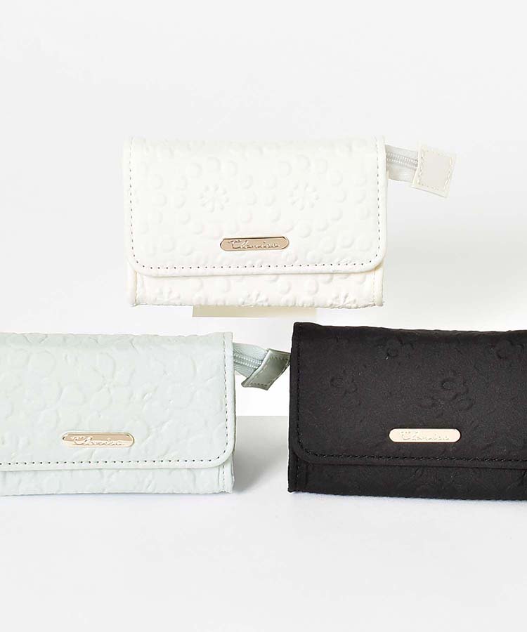 クラリーチェミラー付ミニポーチ ポーチ 小物入れ 携帯小物 アイボリー