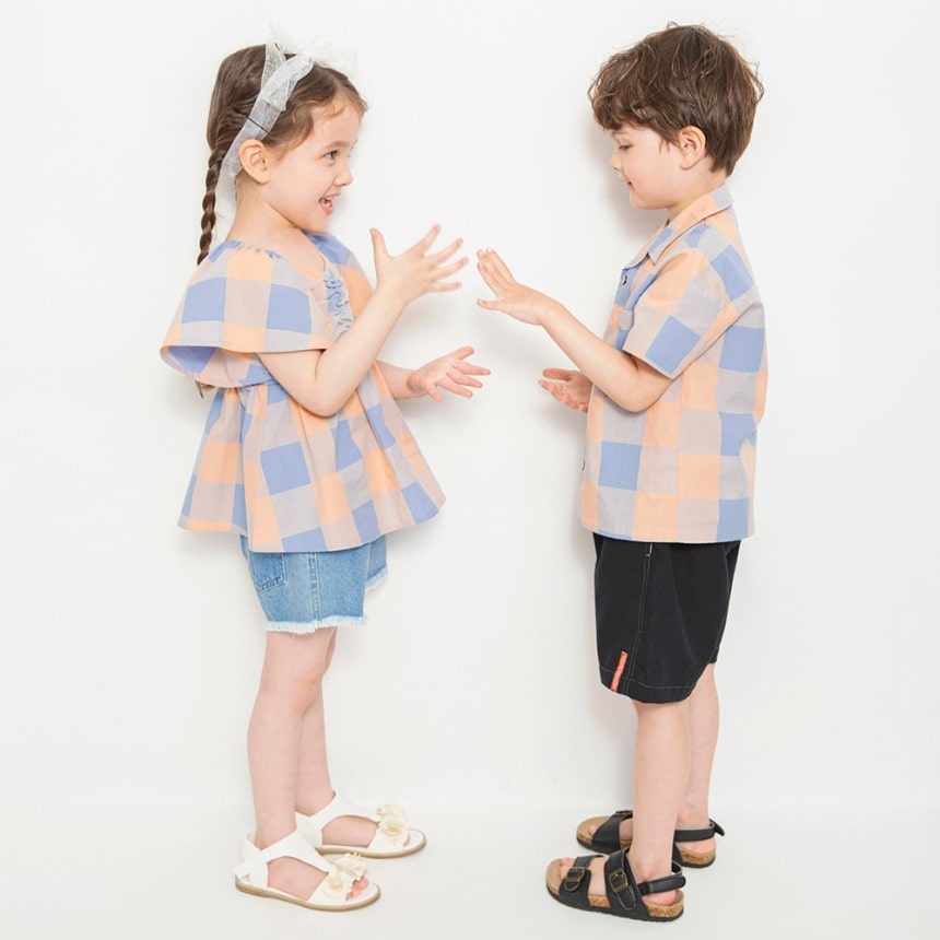 おそろい】ブロックチェック半袖シャツ 2025春夏 ｜子供服&ベビー服