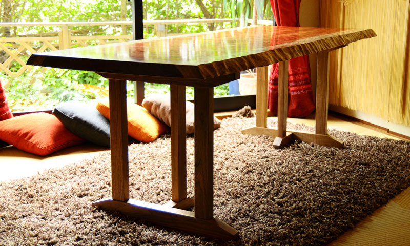 1582□ ブビンガ 一枚板 テーブル ローテーブル ダイニング 座卓