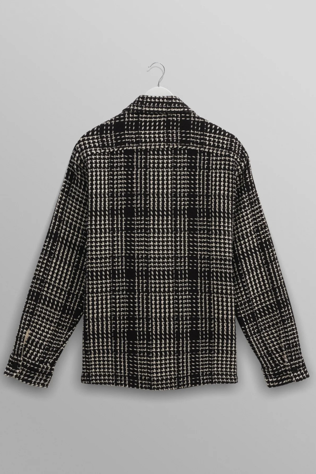 wax london Whiting - Black Twin Weave Overshirt B.S.W. market place