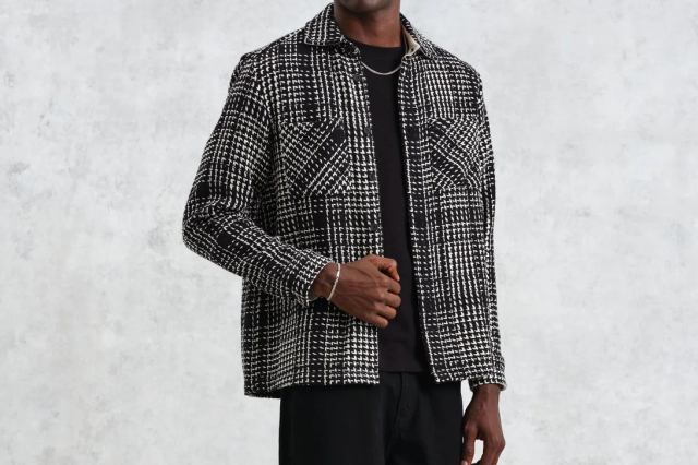 wax london Whiting - Black Twin Weave Overshirt B.S.W. market place
