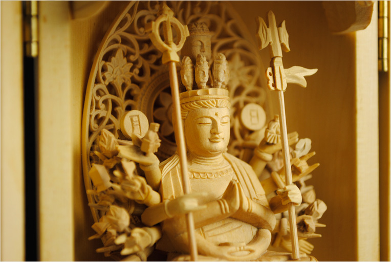 総桧【厨子入り仏像】千手観音：送料無料 - 仏壇仏具の仏縁堂