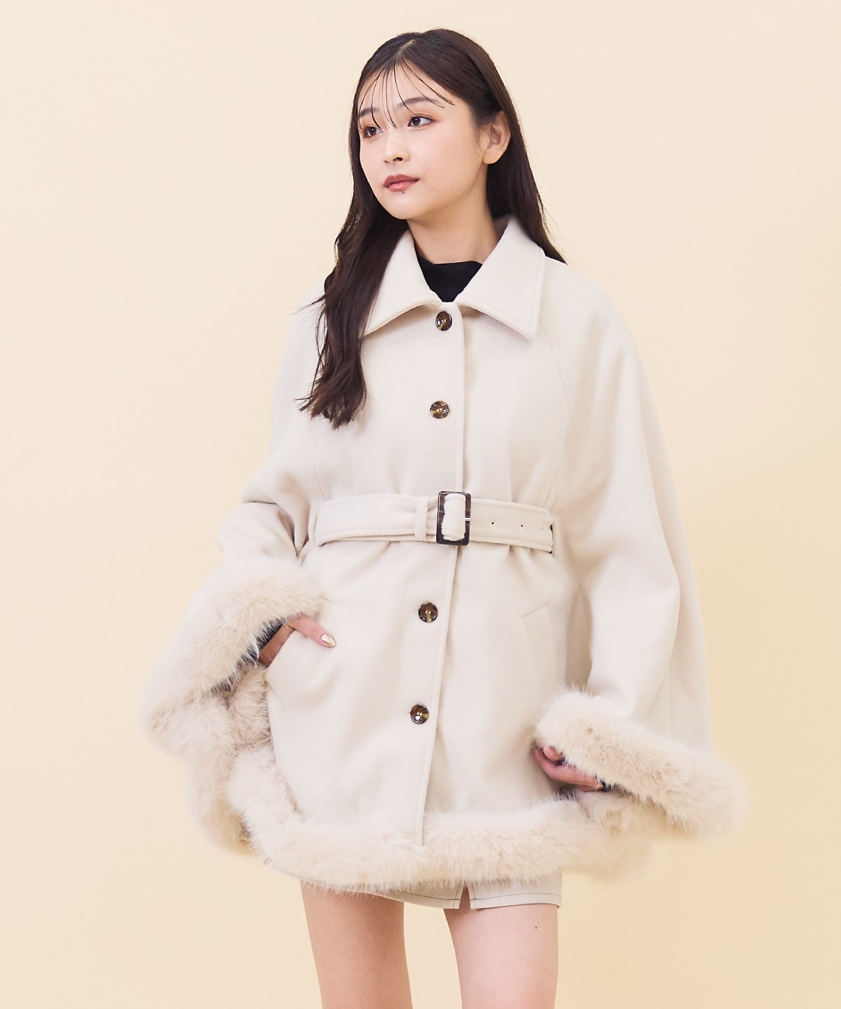 シェリミー ファーコートファーコートアイボリーandmary