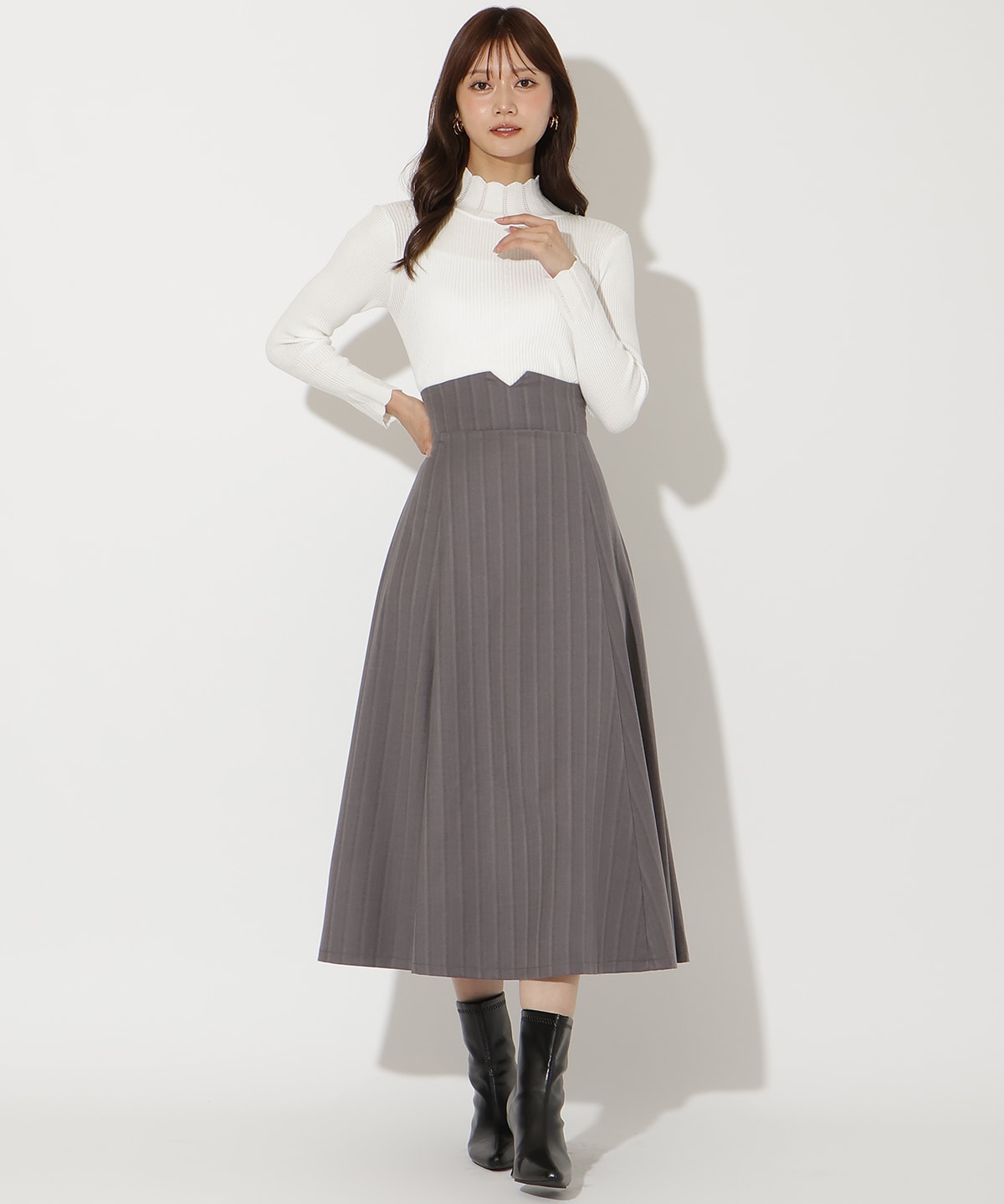 ビッグリボンフレアスカート(S グレー): AND COUTURE｜公式オンライン