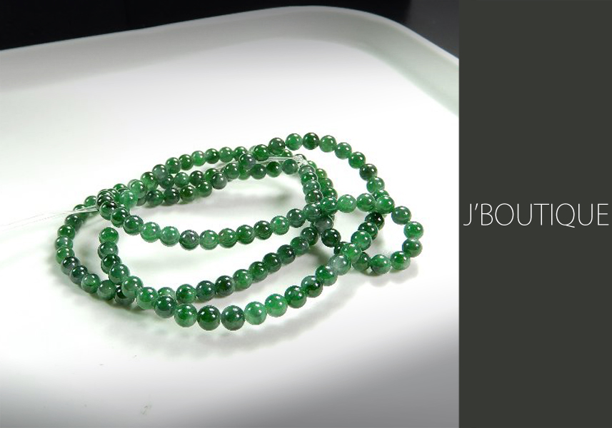ミャンマー産天然無処理翡翠 ビーズ 珠 ネックレス ルース 艶緑 若緑