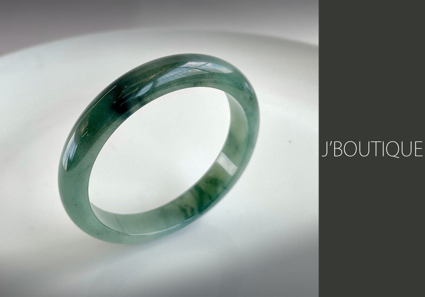 ミャンマー産天然無処理翡翠 バングル ブレスレット 青緑 濃緑 深緑 冰