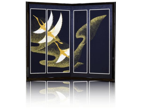 4曲 七彩箔 本金金彩 鳳凰 | 片岡屏風店