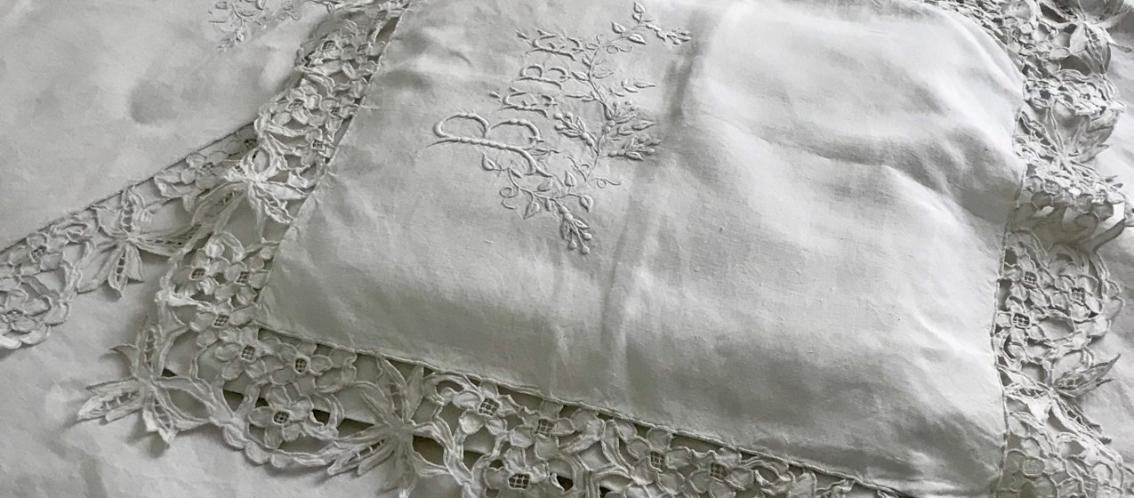 G-322 フランスアンティークレースブラウス/トップス コットンチュール