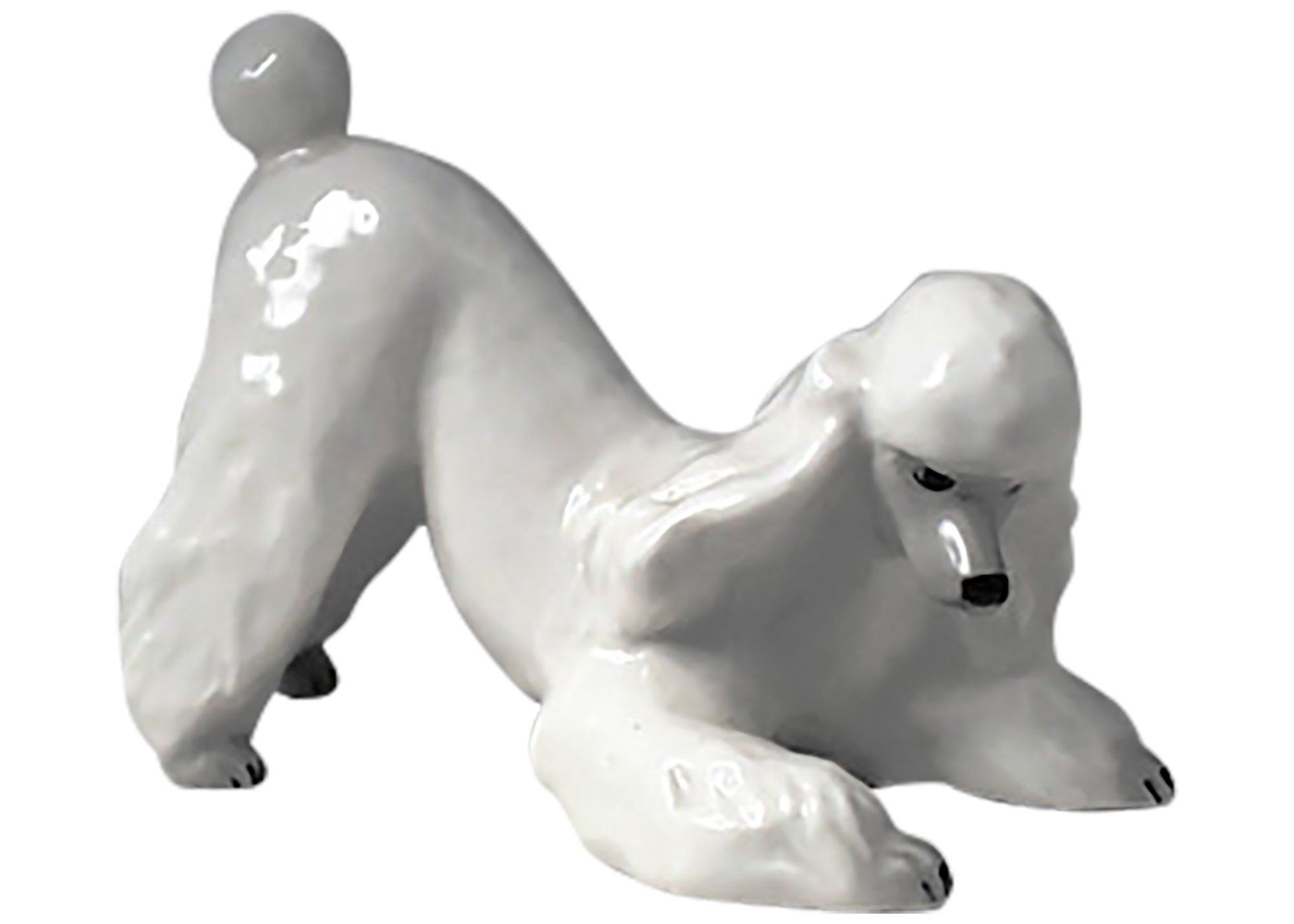 This all-white Lomonosov porcelain standard Poodle figurine