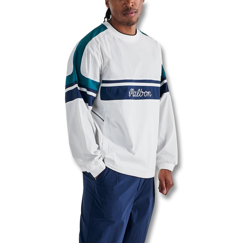 Malbon Sportiva Nylon Popover Golf Sweater White - SS25 Men – Golfio