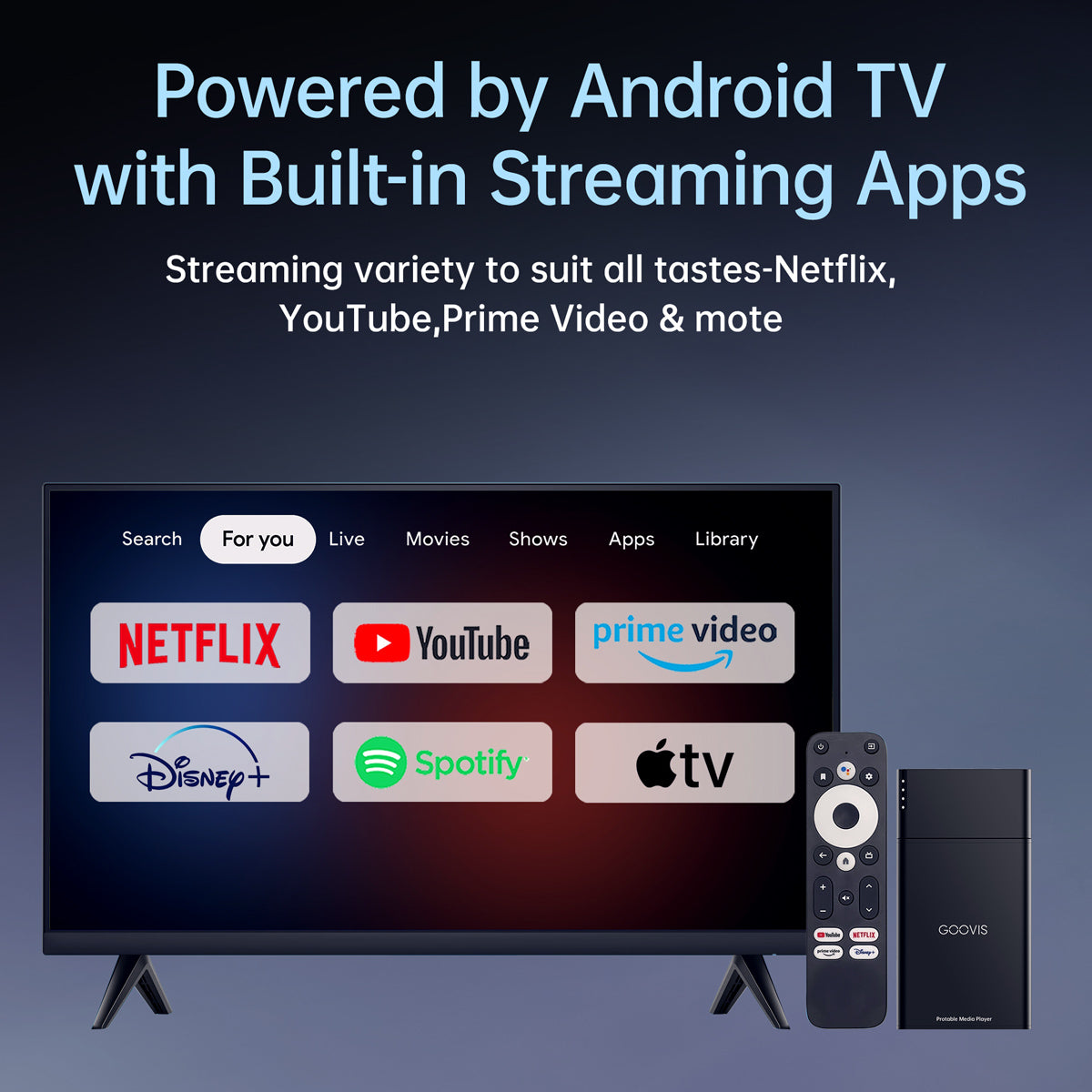 GOOVIS Portable Media Player | Streaming TV Box for AR Glasses and