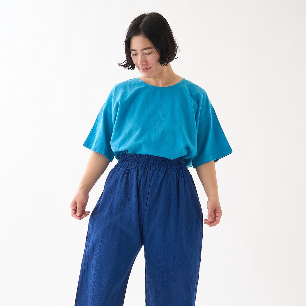 GAIAネットヂェン先生の日常着 半袖ショート シアン F(フリー シアン