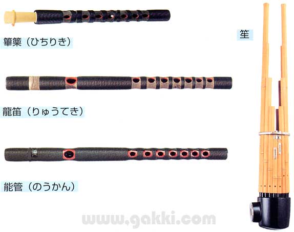 雅楽】の楽器～ひちりき、龍笛（りゅうてき）、笙（しょう）を販売