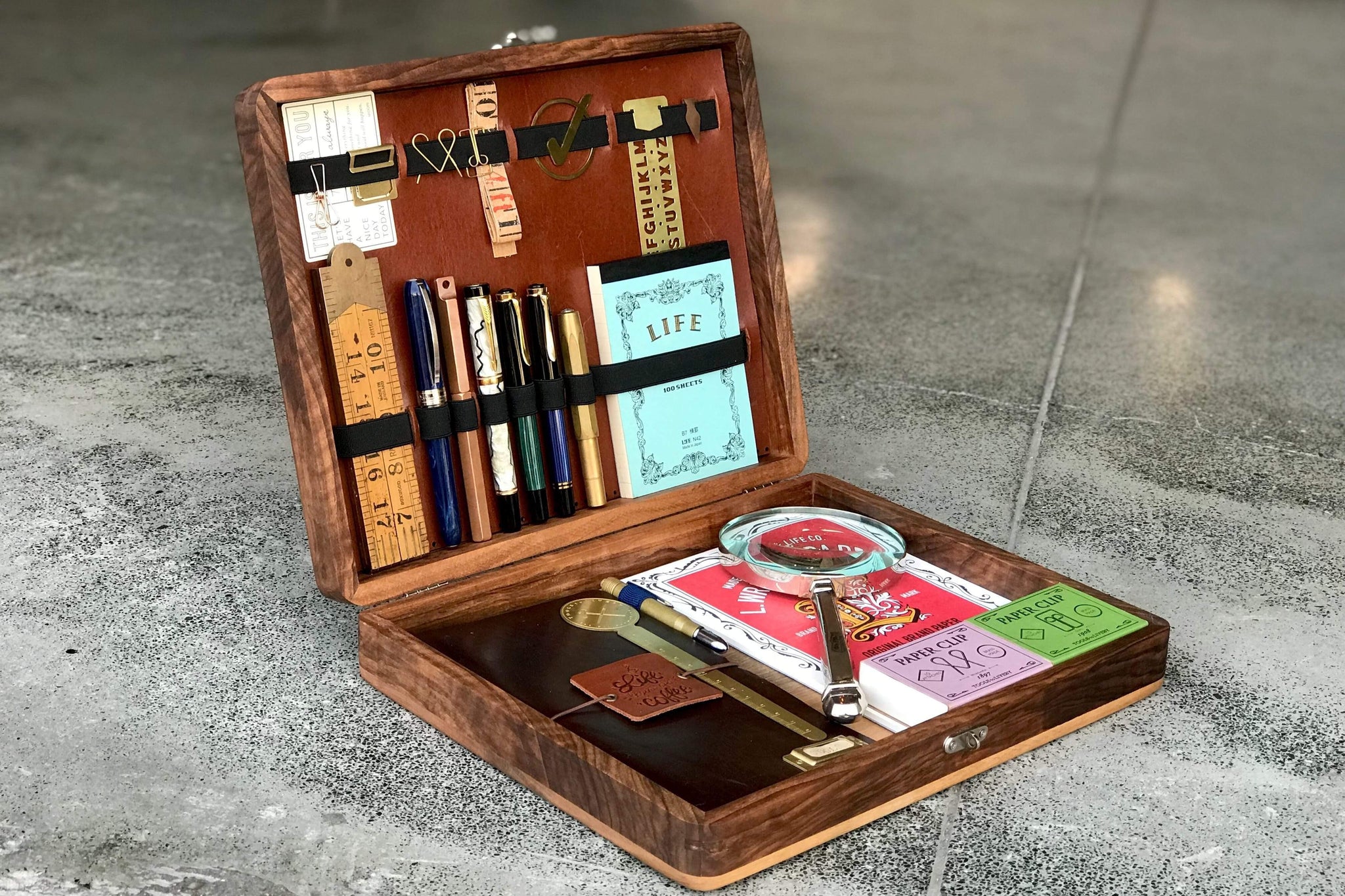The Writing Box - Portable Wooden Writing Desk - Galen Leather