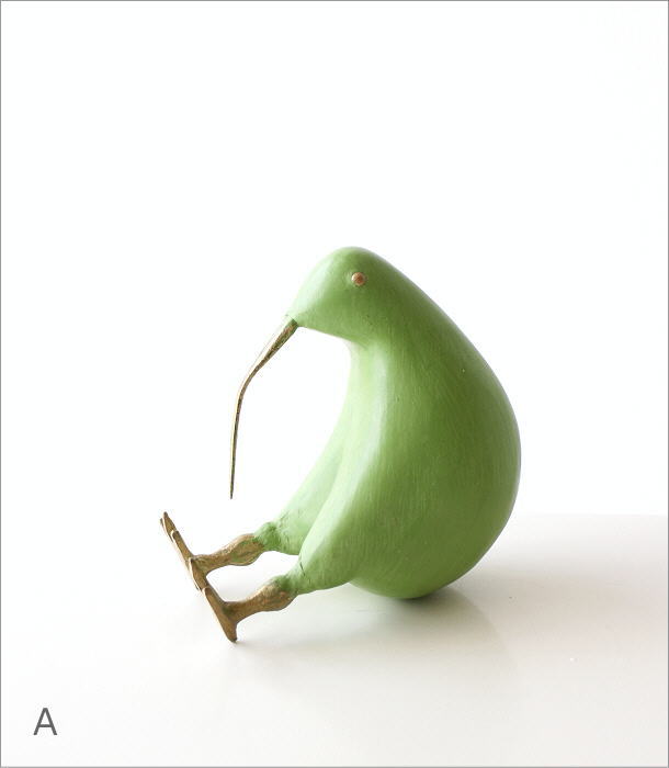 キウイ 鳥 木彫り置物 オブジェ おしゃれ 置物 小物 雑貨 レトロ
