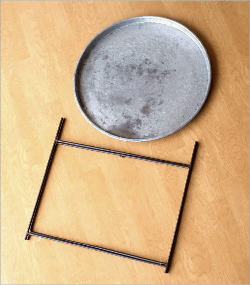 サイドテーブル 折りたたみ 丸 トレイテーブル フチあり アンティーク