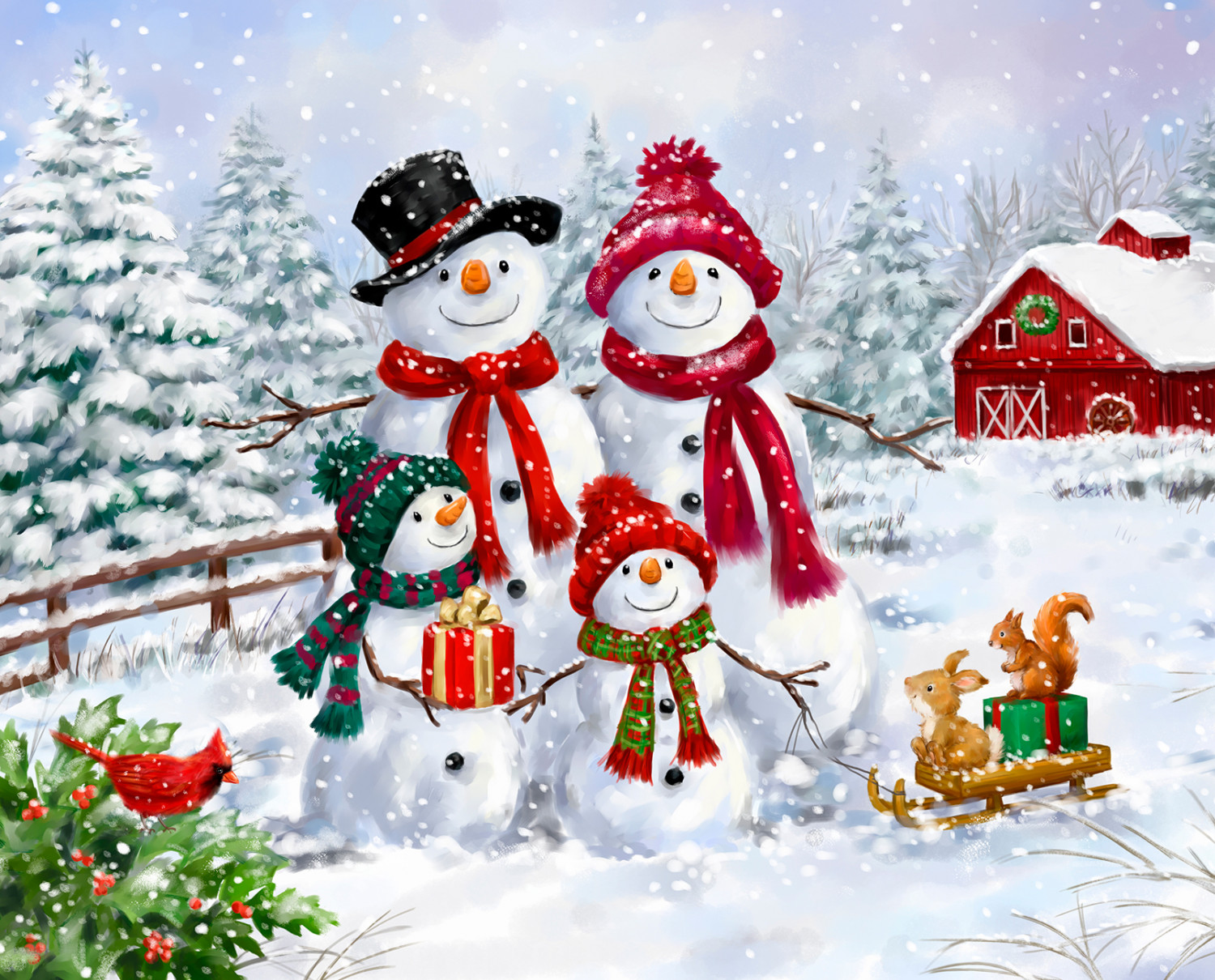Schneemann Panel Snowman Family | Giljo Stoffe