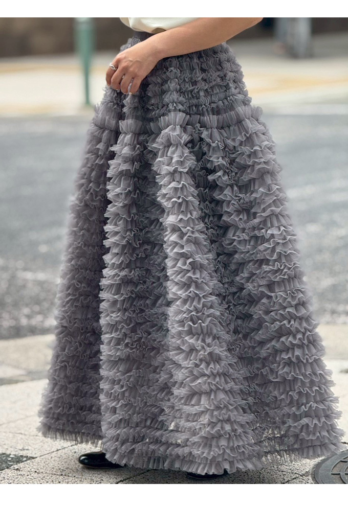 フリルチュールスカート【7g-831-05607】