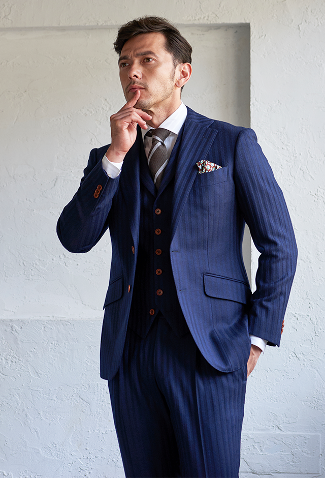 ネイビースーツ・ストライプのコーディネート（TAYLOR）｜A309-66272