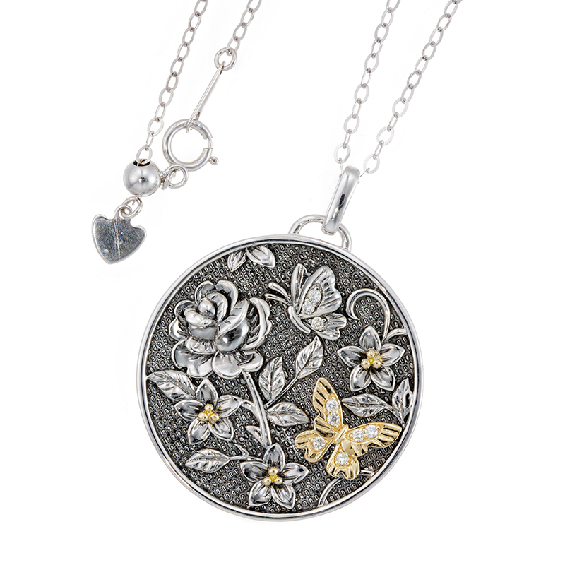 GSTV パラジウムシルバー950/K18YG ダイヤモンド Mia ネックレス D 約