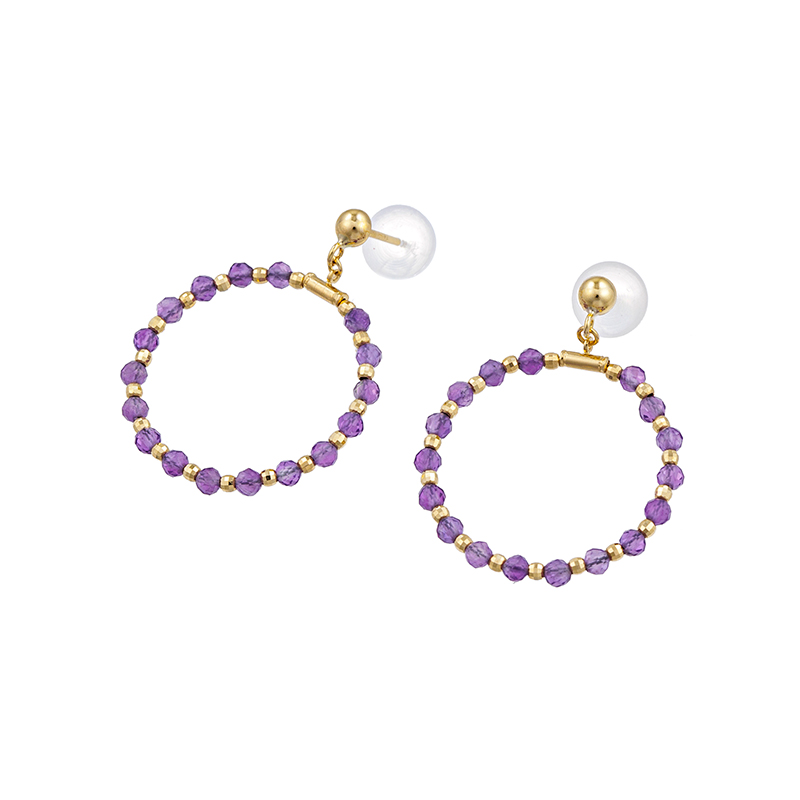 GSTV K18YG アメシスト サークルピアス 縦：約26.0mm 横：約20.0mm 総