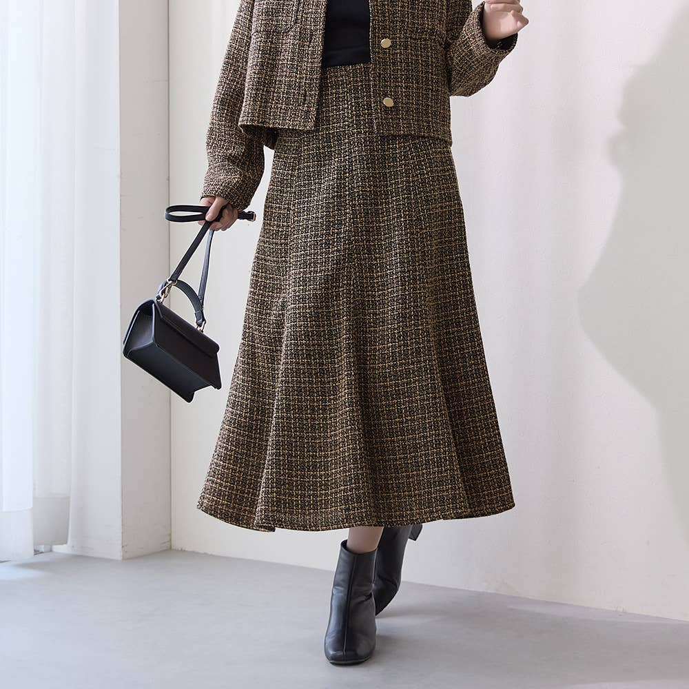 7DAYS LOOKS】ツイードロングスカート【SALE】 TZW653 :レディース