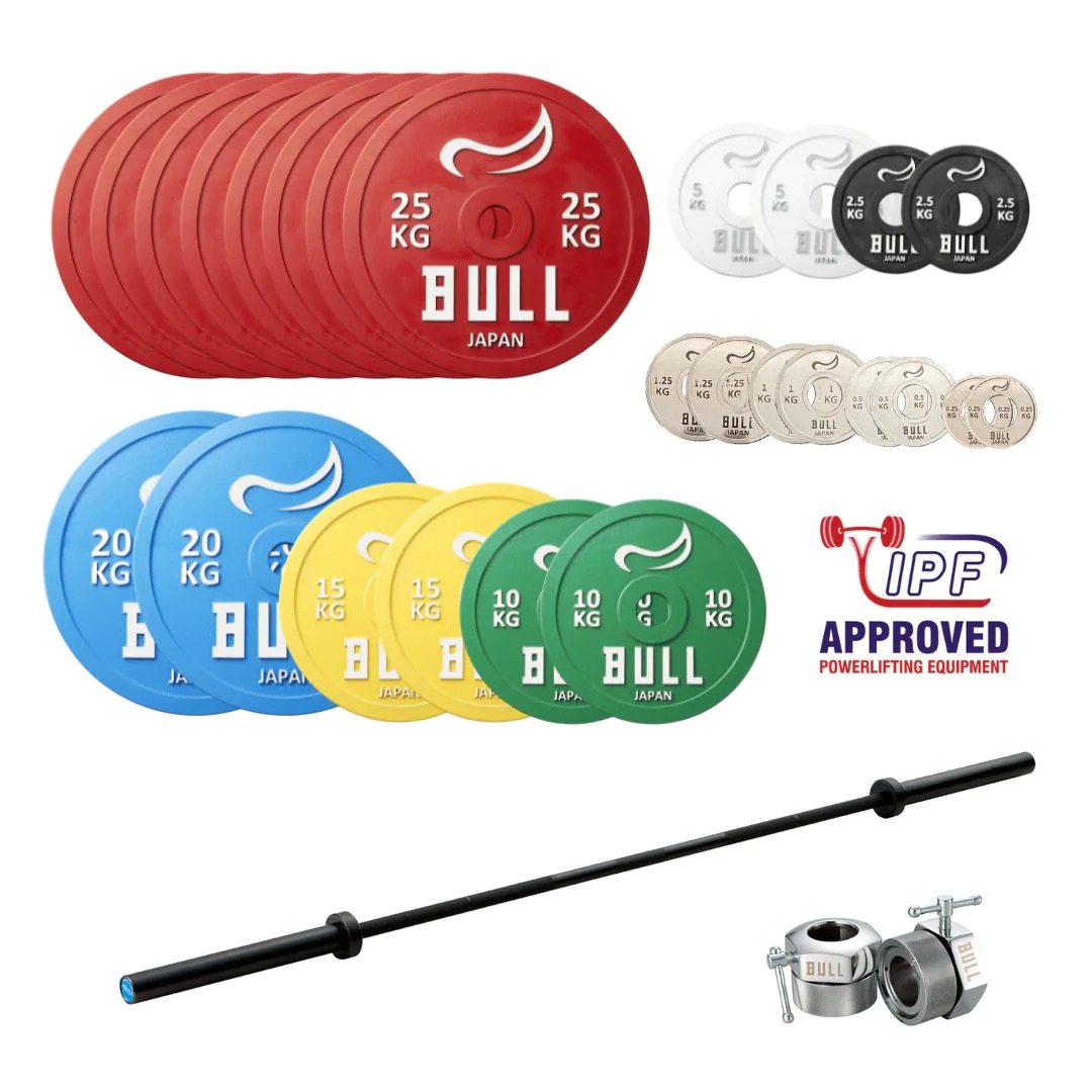 パワーリフティングプレート311㎏セット （BULL）-ジムガレージ
