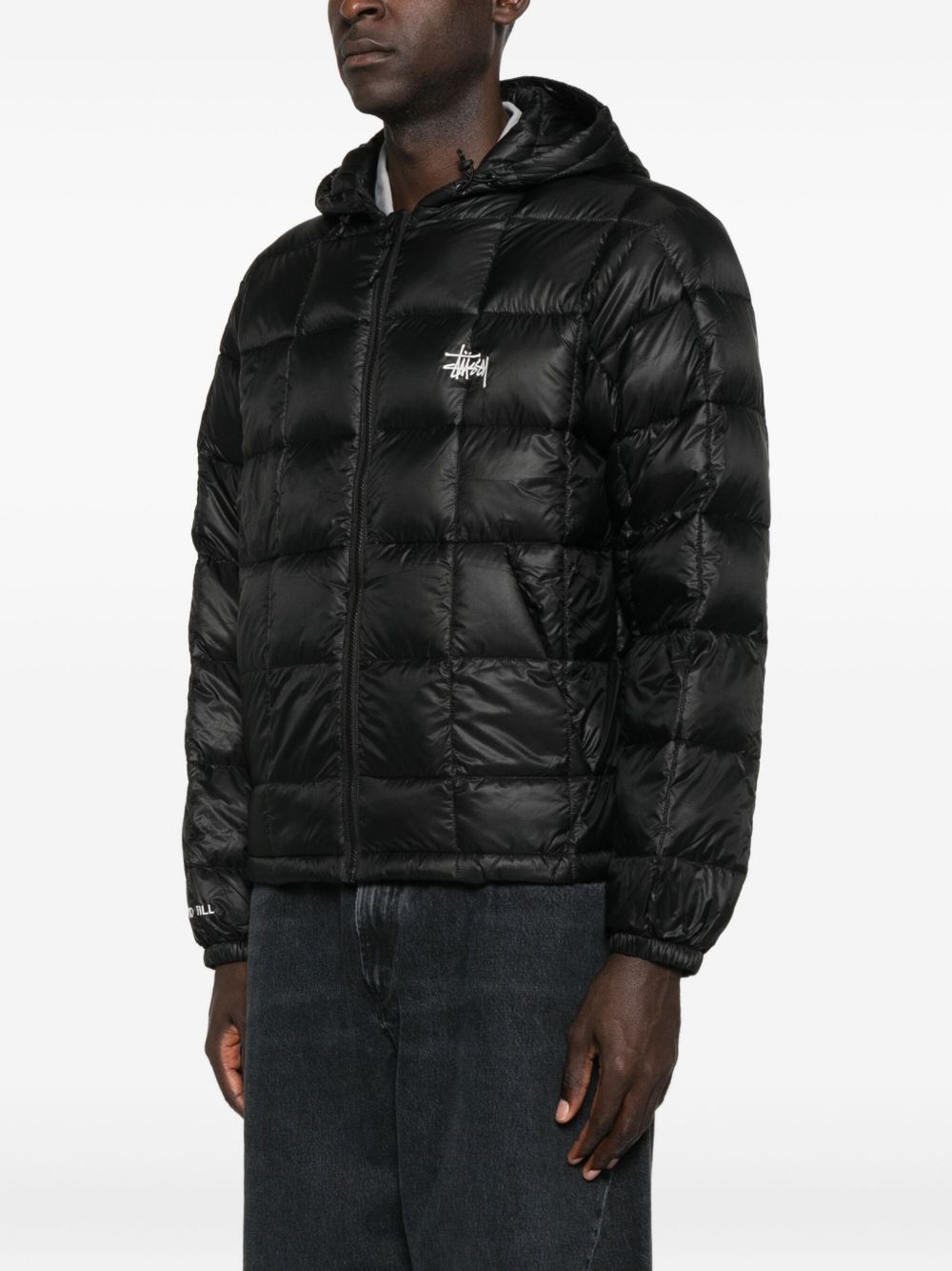 midweight hooded puffer man black - STÜSSY - d — 2