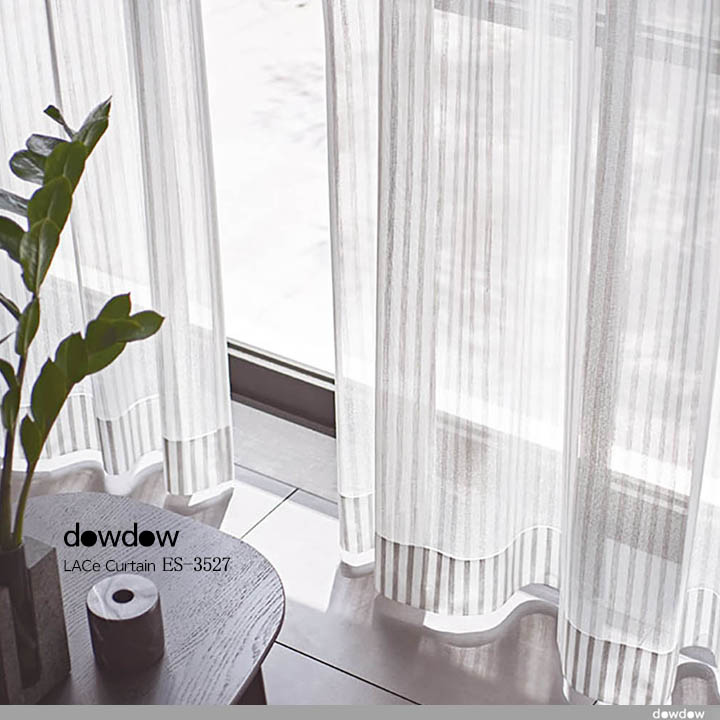 ナチュラルモダン】ストライプのレースカーテン＆シェード【ES-3527