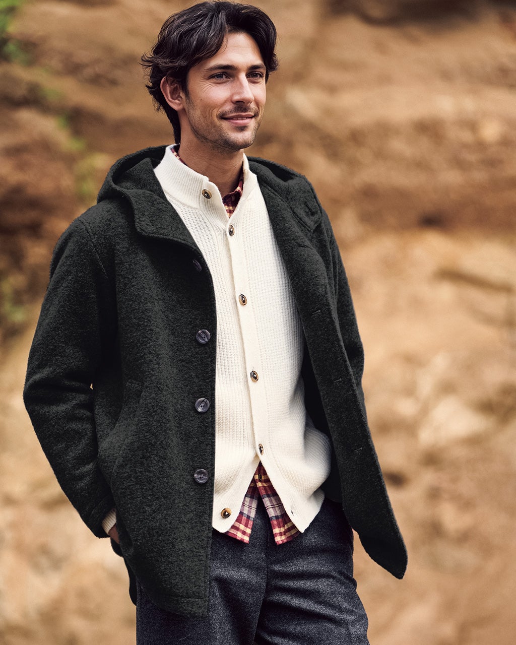 未使用/BOB/ウールストレッチ/ジャージー/フーデットコート 未使用/BOB