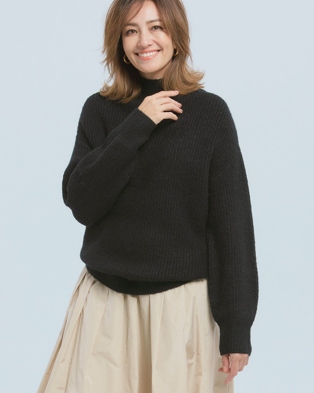 ウール混フラッフィー・ハイネックセーター/DoCLASSE