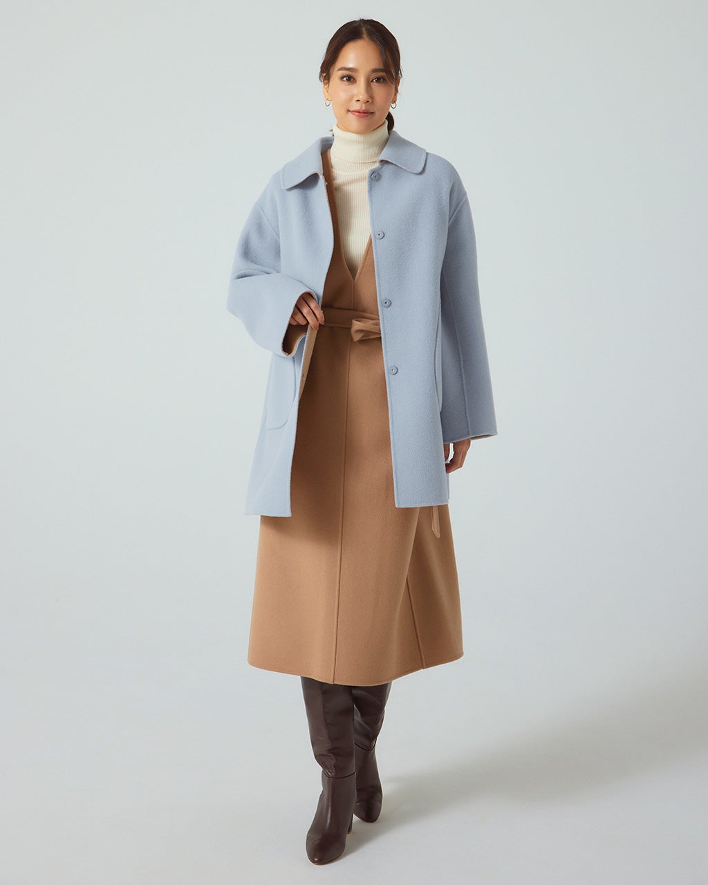 カシミヤ混ウールリバー・コート/DoCLASSE