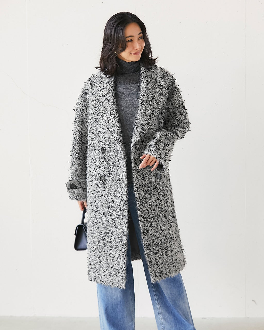 ミックスツイード・ロングチェスターコート/DoCLASSE