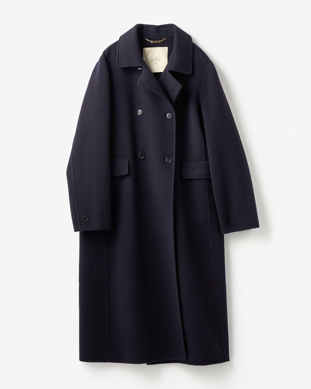 ピュアウールリバー・ダブルブレストロングコート/DoCLASSE