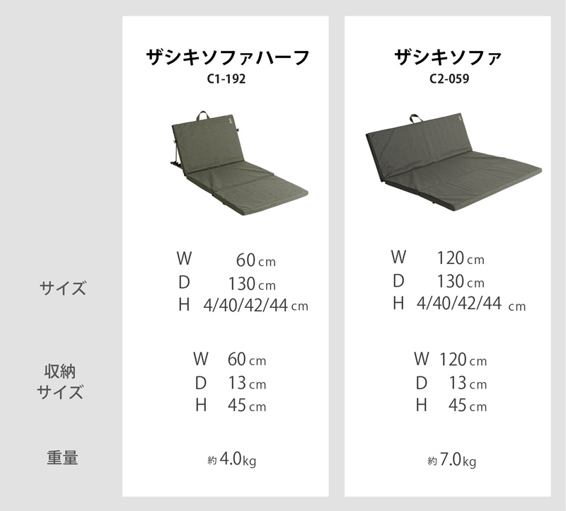 ザシキソファハーフ（グレー） C1-192-GY - DOD（ディーオーディー