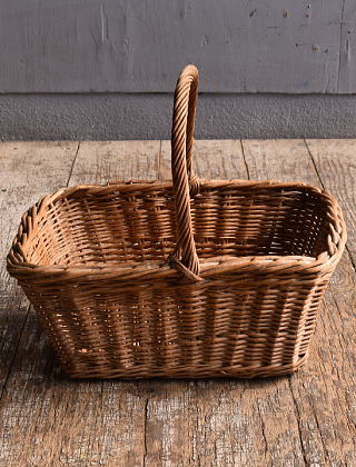 イギリス アンティーク バスケット 籐かご ガーデニング 12494