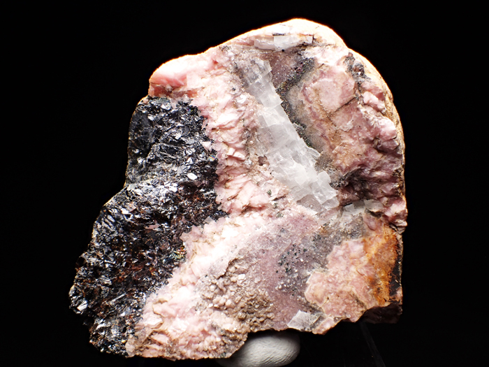 北海道八雲鉱山産 菱マンガン鉱、閃亜鉛鉱＆重晶石 (Rhodochrosite