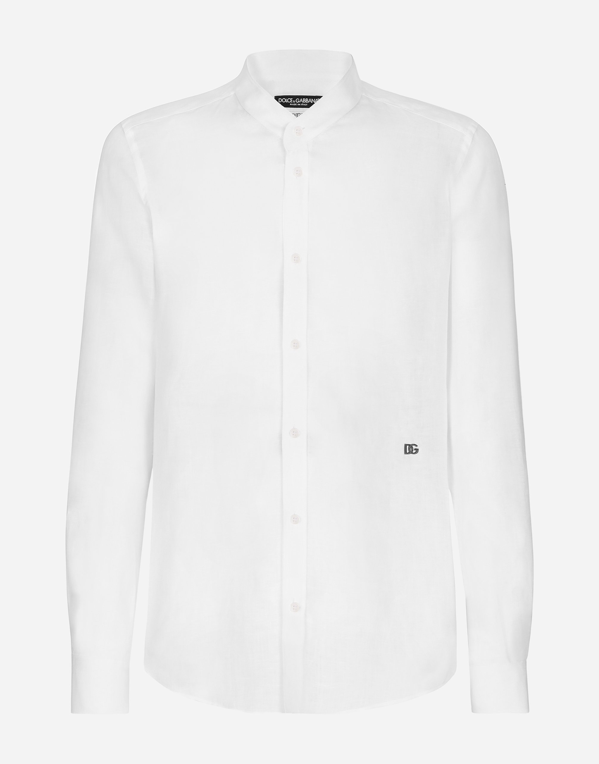 Linen Martini-fit shirt with DG hardware in White for Men