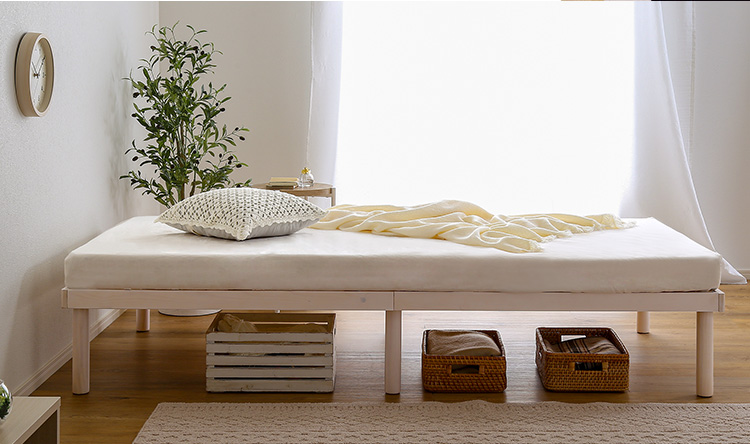 パイン材高さ2段階調整脚付きすのこベッド(シングル) Twily - 家具専門