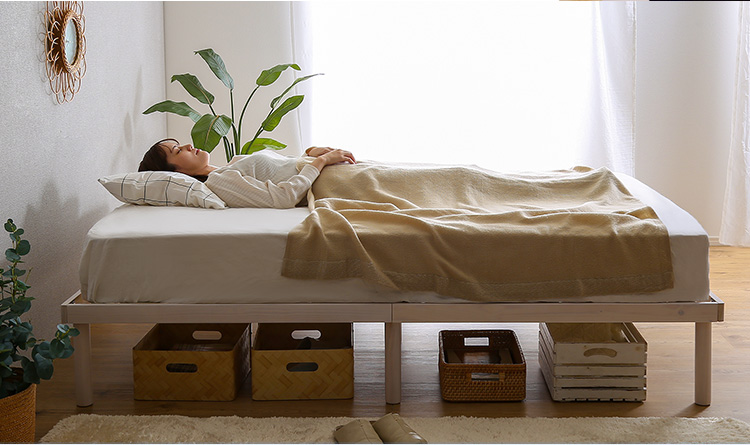 パイン材高さ2段階調整脚付きすのこベッド(ダブル) Twily - 家具専門店