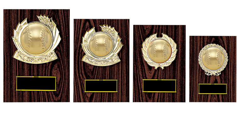 野球専用表彰記念盾 立体野球ボール付木製製盾 KV-5459シリーズ【文字