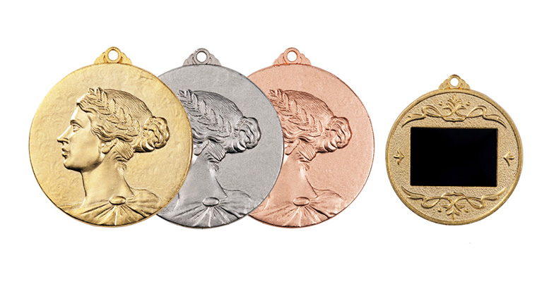 ダイキャスト製メダル 高級スタンド式プラケース入り・首掛けリボン