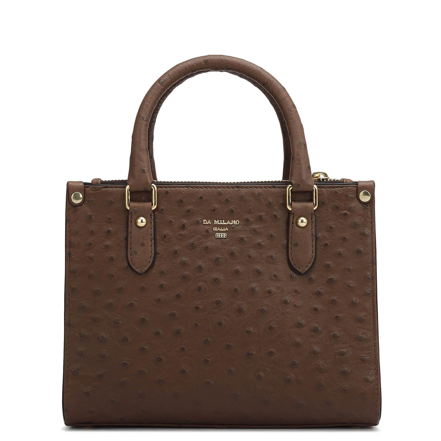 Small Ostrich Leather Satchel - Brown – Da Milano