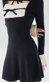 リボンファーフレアニットミニワンピース – Darich (ダーリッチ)